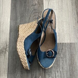 Jessica Simpson Blue Denim Wedges